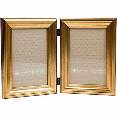 Lawrence Frames LawrenceFrames 4 x 6 in. Hinged Double Picture Frame, Gold LA328077